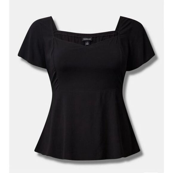 Torrid Peplum Challis Sweetheart Flutter Sleeve Top (Size 5) - Picture 2 of 6